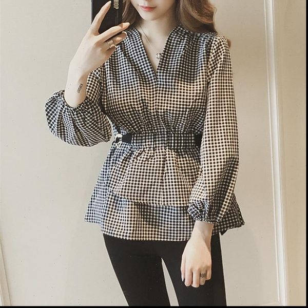 v neck striped casual women shirt long sleeve slim waist korean blouses femininas blusas, White
v neck striped casual women shirt long sleeve slim waist korean blouses femininas blusas, White