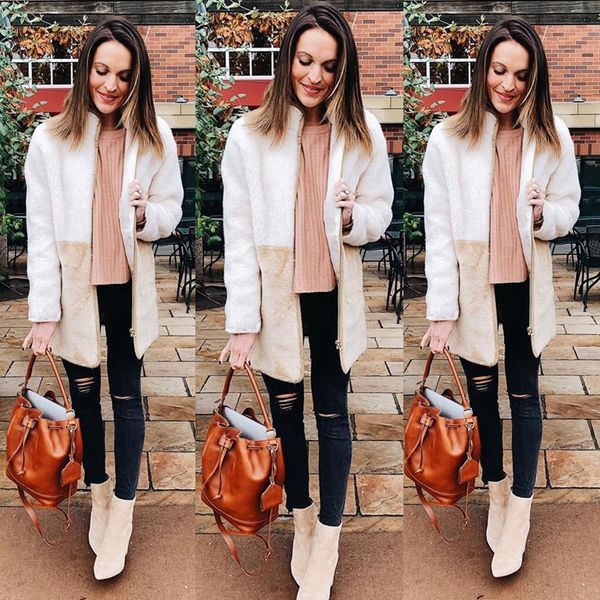 women plush zipper jacket coat winter warm high street long sleeve patchwork turtleneck overcoats new, Black;brown
women plush zipper jacket coat winter warm high street long sleeve patchwork turtleneck overcoats new, Black;brown