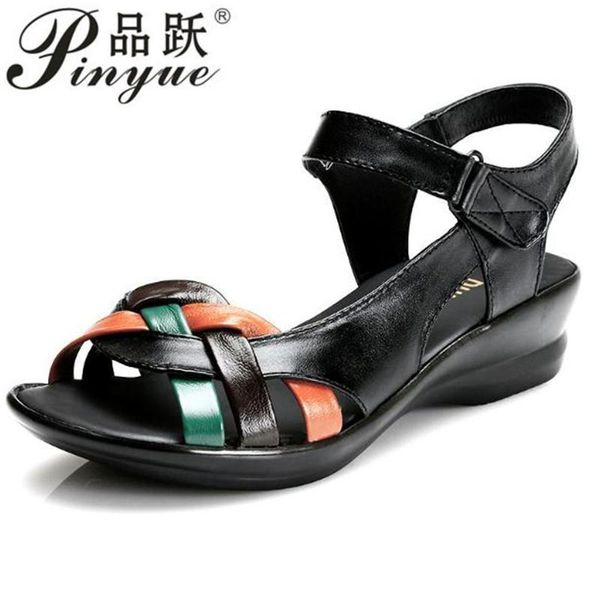 sandals plus size 35-42 summer women genuine leather wedges open toe shoes comfortable female mother, Black
sandals plus size 35-42 summer women genuine leather wedges open toe shoes comfortable female mother, Black