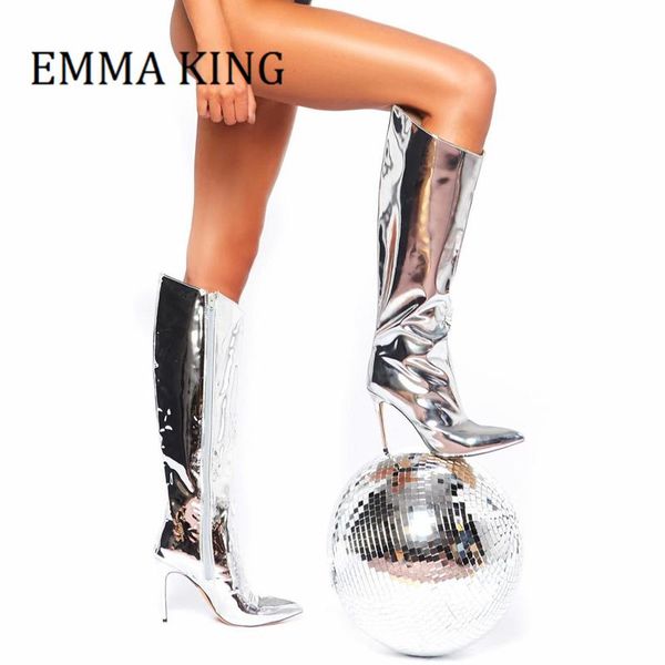 boots metallic silver leather womens zipper pointed toe stiletto heel knee high winter nightclub party shiny, Black
boots metallic silver leather womens zipper pointed toe stiletto heel knee high winter nightclub party shiny, Black