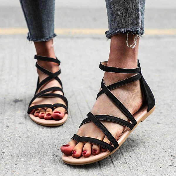 sandals fashion women flat summer roman zipper beach open toe breathable shoes comfortable, Black
sandals fashion women flat summer roman zipper beach open toe breathable shoes comfortable, Black