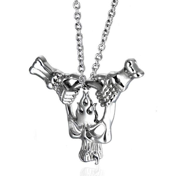 pendant necklaces fashion retro ladies men's halloween punk titanium steel necklace european and american flame skull jewelry, Silver
pendant necklaces fashion retro ladies men's halloween punk titanium steel necklace european and american flame skull jewelry, Silver
