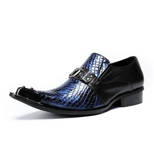 dress shoes fashion men's summer casual personality metal pointed classic retro leather crocodile pattern blue, Black
dress shoes fashion men's summer casual personality metal pointed classic retro leather crocodile pattern blue, Black