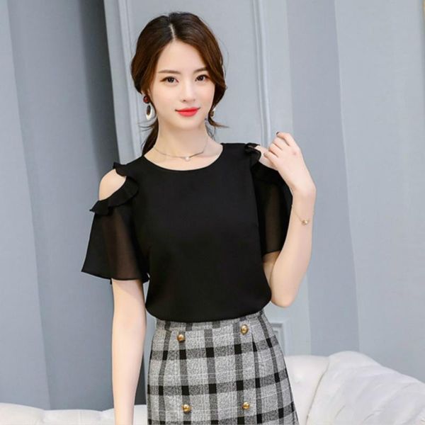 women's blouses & shirts 2021 slim large size shirt wild bottoming office casual hollow strapless short-sleeved ruffled chiffon female, White
women's blouses & shirts 2021 slim large size shirt wild bottoming office casual hollow strapless short-sleeved ruffled chiffon female, White