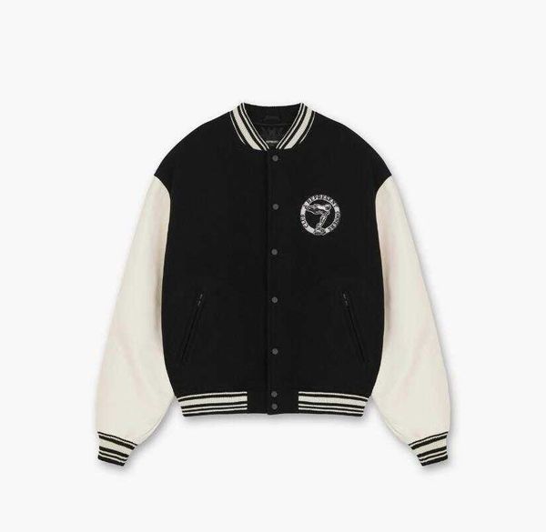 rep 21fw angel leather sleeve baseball jacket high street flight jacket men's and women's loose fashion ins, Black;brown
rep 21fw angel leather sleeve baseball jacket high street flight jacket men's and women's loose fashion ins, Black;brown