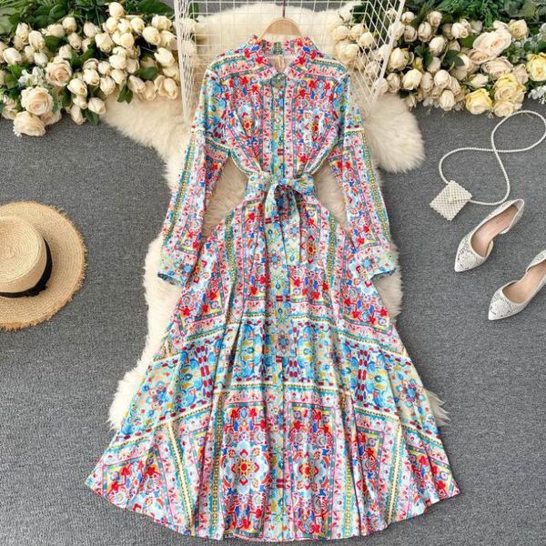 casual dresses elegant print bohemian dress vintage turn-down collar spring autumn single breasted shirt vestidos long maxi holiday, Black;gray
casual dresses elegant print bohemian dress vintage turn-down collar spring autumn single breasted shirt vestidos long maxi holiday, Black;gray