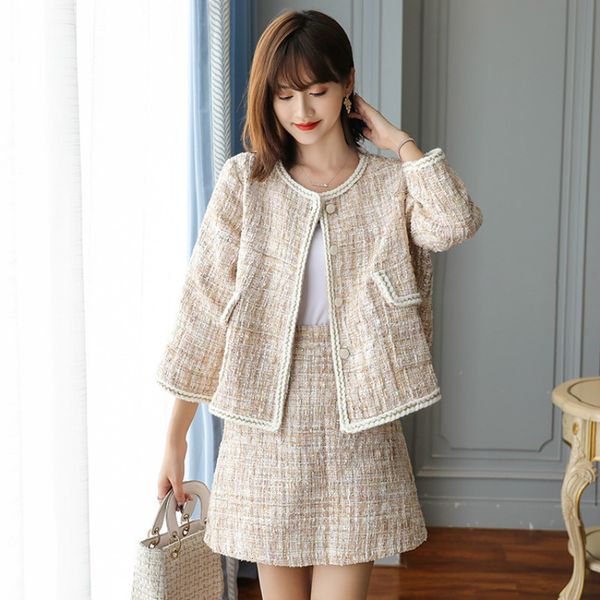 autumn set of two elegant female single-breasted tweed coat + line to mini skirt suit fashion sets pyqm, Black
autumn set of two elegant female single-breasted tweed coat + line to mini skirt suit fashion sets pyqm, Black