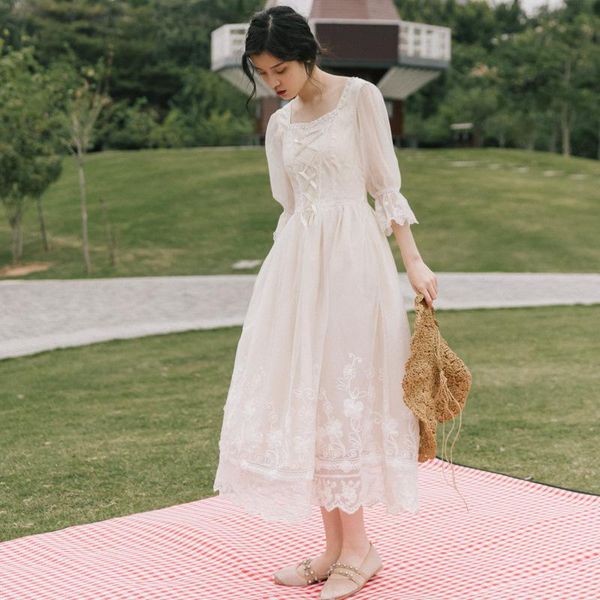 casual dresses 2021 retro square collar collect waist three-quarter sleeve women lace long gauze dress bc984, Black;gray
casual dresses 2021 retro square collar collect waist three-quarter sleeve women lace long gauze dress bc984, Black;gray