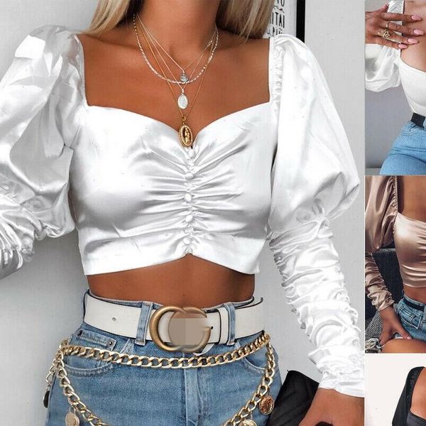 womens shirts french style vintage women square neck puff long sleeve satin silk shirt ladies party club wear blouse, White
womens shirts french style vintage women square neck puff long sleeve satin silk shirt ladies party club wear blouse, White