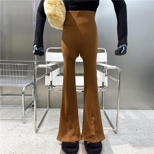 women's pants & capris button bottom slit micro flared 2021 autumn winter slim fit versatile high waist straight knitted trousers, Black;white
women's pants & capris button bottom slit micro flared 2021 autumn winter slim fit versatile high waist straight knitted trousers, Black;white
