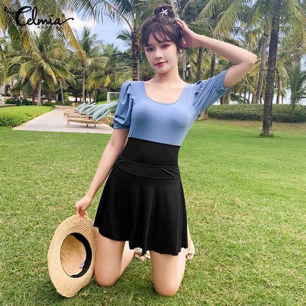 celmia 2021 fashion women blackless swimsuit summer short puff sleeve push up and swimwear mini skirt women's, White;black
celmia 2021 fashion women blackless swimsuit summer short puff sleeve push up and swimwear mini skirt women's, White;black