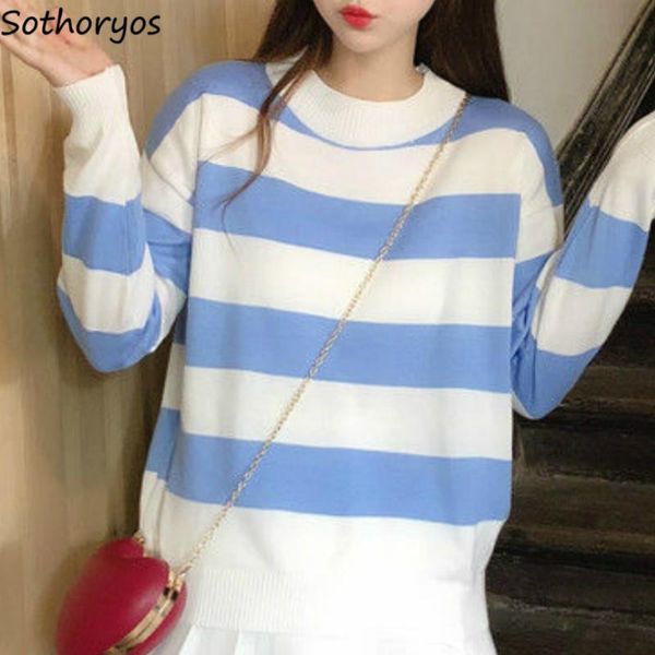 pullover women patchwork striped students trendy sweet leisure korean style knitted loose all-match female sweaters lovely chic women's, White;black
pullover women patchwork striped students trendy sweet leisure korean style knitted loose all-match female sweaters lovely chic women's, White;black