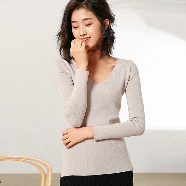 women's sweaters v-neck cashmere sweater casual solid color computer thin section slim ladies pullover shirt long sleeve, White;black
women's sweaters v-neck cashmere sweater casual solid color computer thin section slim ladies pullover shirt long sleeve, White;black