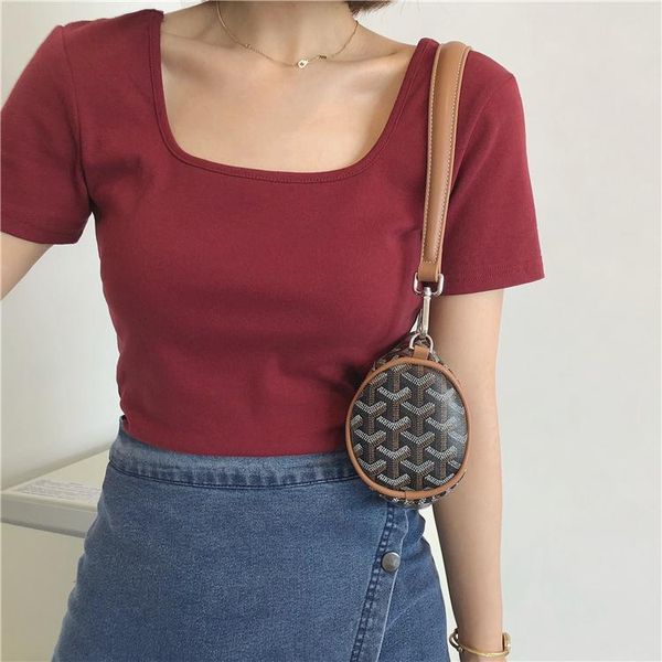 women's t-shirt elegant swan neck two collared front and rear wear elastic slim short, White
women's t-shirt elegant swan neck two collared front and rear wear elastic slim short, White