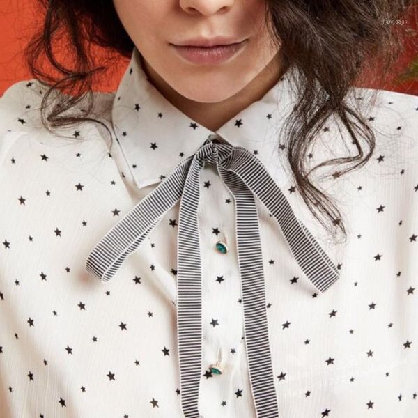 elfbop ladies star printed exquisite buttoned blouse shirt with neckties women's blouses & shirts, White
elfbop ladies star printed exquisite buttoned blouse shirt with neckties women's blouses & shirts, White