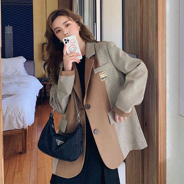 women's suits & blazers advanced stitching plaid suit jacket female spring and autumn design sense niche new casual fried street o, White;black
women's suits & blazers advanced stitching plaid suit jacket female spring and autumn design sense niche new casual fried street o, White;black