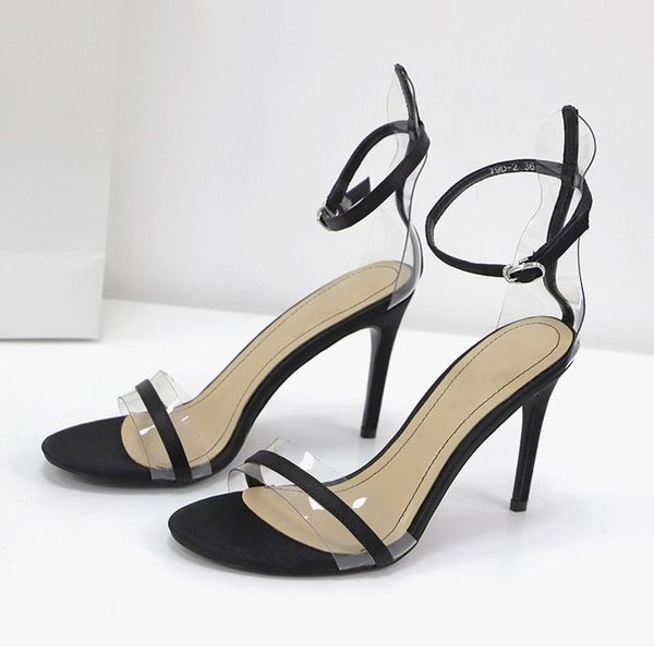 women high heels sandals 2021 spring summer open toe stiletto ankle buckle strap ladies transparent shoes size 34-40, Black
women high heels sandals 2021 spring summer open toe stiletto ankle buckle strap ladies transparent shoes size 34-40, Black