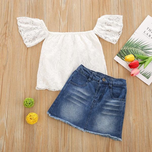 clothing sets 1-6y toddler kids baby girl clothes lace off shoulder denim skirt outfit children summer, White
clothing sets 1-6y toddler kids baby girl clothes lace off shoulder denim skirt outfit children summer, White