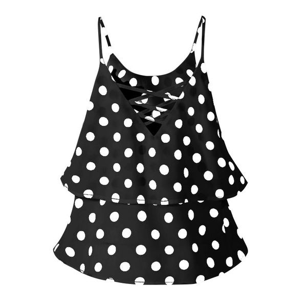 women's tanks & camis summer celmia women sleeveless camisole ruffles lace up spaghetti strap polka dot casual chiffon shirt 5xl, White
women's tanks & camis summer celmia women sleeveless camisole ruffles lace up spaghetti strap polka dot casual chiffon shirt 5xl, White