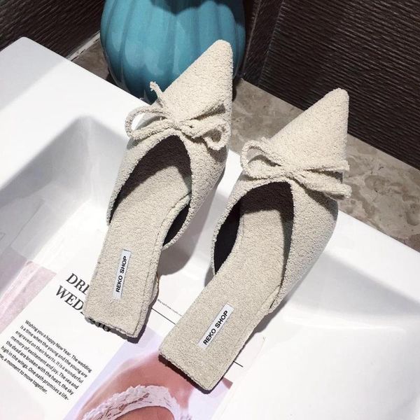 slippers bow-knot wool mules shoes woman pointed toe furry winter low heels shallow curl fur flip flops slides, Black
slippers bow-knot wool mules shoes woman pointed toe furry winter low heels shallow curl fur flip flops slides, Black