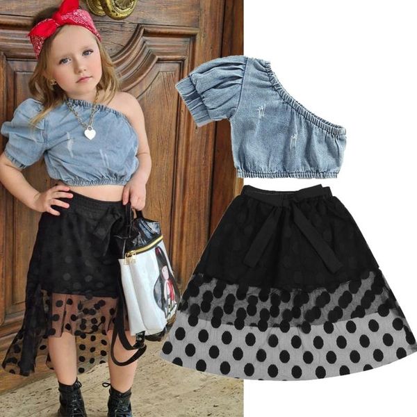 clothing sets girls casual two-piece clothes set solid color irregular collar and black wavy points pattern skirt, White
clothing sets girls casual two-piece clothes set solid color irregular collar and black wavy points pattern skirt, White