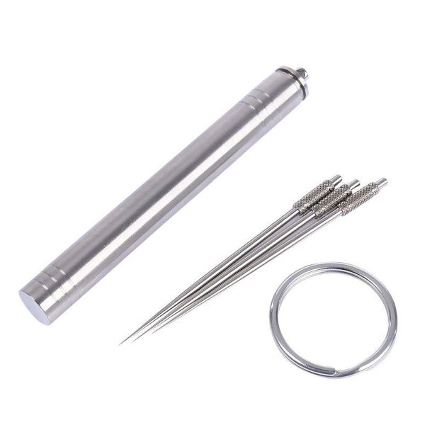 forks titanium portable alloy waterproof toothpick tube with a key ring outdoor traveling tool arrival.
forks titanium portable alloy waterproof toothpick tube with a key ring outdoor traveling tool arrival.