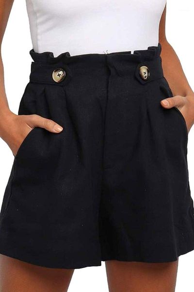 women's casual elastic waist cotton linen summer loose shorts with pockets street wear short ladies, White;black
women's casual elastic waist cotton linen summer loose shorts with pockets street wear short ladies, White;black