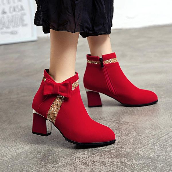 boots fashion women casual leather bow high heels winter shoes woman round head rubber ankle black red zapatos mujer
boots fashion women casual leather bow high heels winter shoes woman round head rubber ankle black red zapatos mujer
