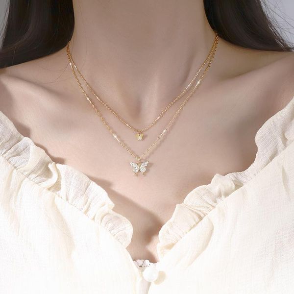 pendant necklaces elegant gold silver shiny butterfly tassel necklace female exquisite double layer clavicle chain wedding party jewelry
pendant necklaces elegant gold silver shiny butterfly tassel necklace female exquisite double layer clavicle chain wedding party jewelry