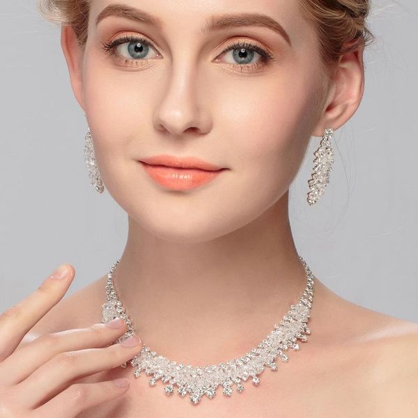 pendant necklaces necklace and earrings set european american fashion crystal clavicle chain bridal party dress jewelry, Silver
pendant necklaces necklace and earrings set european american fashion crystal clavicle chain bridal party dress jewelry, Silver