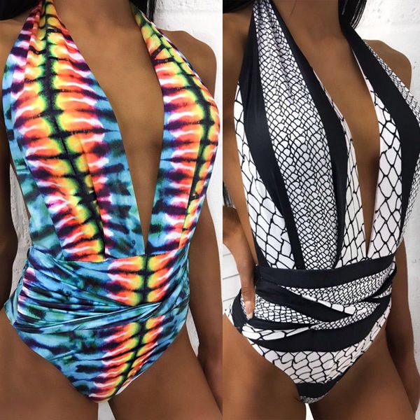 women's summer swimming one-pieces suits costume unpadded deep v print swimsuit monokini swimwear blackless women bikini, White;black
women's summer swimming one-pieces suits costume unpadded deep v print swimsuit monokini swimwear blackless women bikini, White;black