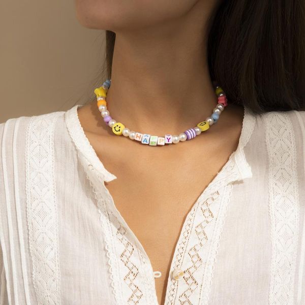 pendant necklaces ethnic imitation pearl smile letters star flower choker necklace women sweet girls face beads jewelry fashion gifts, Silver
pendant necklaces ethnic imitation pearl smile letters star flower choker necklace women sweet girls face beads jewelry fashion gifts, Silver