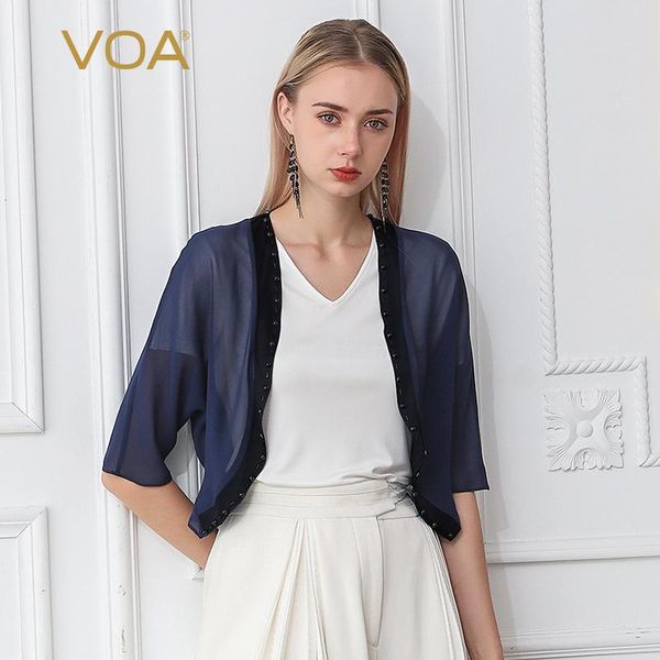 women's jackets voa real silk georgette shawl collar half-sleeve shirt lightweight breathable smart handmade beading summer sun b663, Black;brown
women's jackets voa real silk georgette shawl collar half-sleeve shirt lightweight breathable smart handmade beading summer sun b663, Black;brown