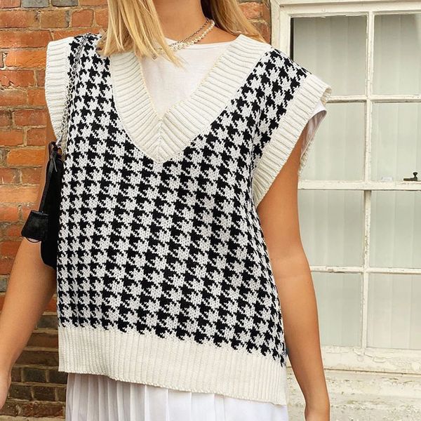 houndstooth knit vest women's autumn loose korean outdoor sweater waistcoat high street sleeveless oversized sweater 210514, White;black
houndstooth knit vest women's autumn loose korean outdoor sweater waistcoat high street sleeveless oversized sweater 210514, White;black