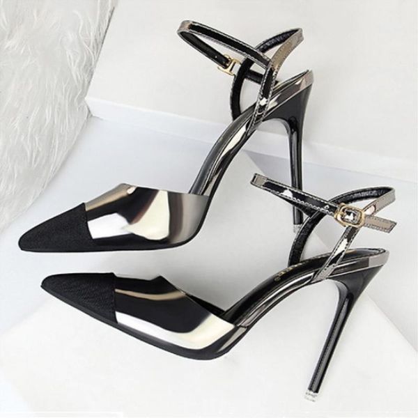dress shoes mirror heels women sandals hollow bronze splice buckle heeled high sandal pumps pointed women's g86-19, Black
dress shoes mirror heels women sandals hollow bronze splice buckle heeled high sandal pumps pointed women's g86-19, Black