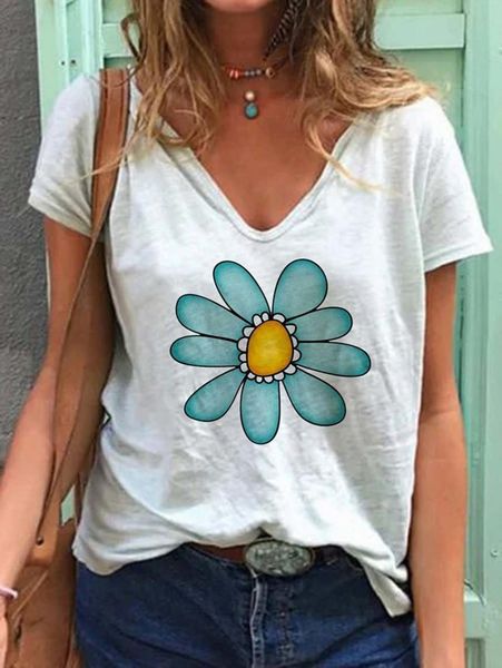 women's t-shirt harajuku flower 2021 summer fashion aesthetic design cotton polyester t-shirts casual v-neck short sleeve street, White
women's t-shirt harajuku flower 2021 summer fashion aesthetic design cotton polyester t-shirts casual v-neck short sleeve street, White