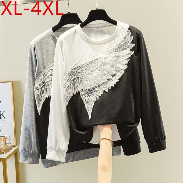 plus size t-shirt spring autumn women o neck long sleeve embroidery wing patchwork large loose casual tees xl 2xl 3xl 4xl, Black
plus size t-shirt spring autumn women o neck long sleeve embroidery wing patchwork large loose casual tees xl 2xl 3xl 4xl, Black