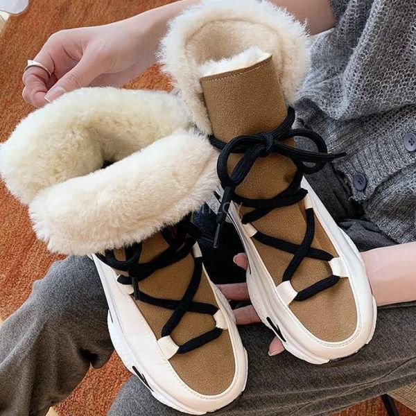 boots genuine leather women snow winter platform shoes ankle for non-slip keep warm sneakers lace-up round toe wedges, Black
boots genuine leather women snow winter platform shoes ankle for non-slip keep warm sneakers lace-up round toe wedges, Black