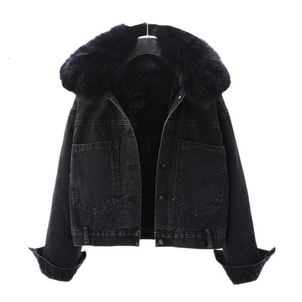 women's jackets autumn winter short denim jacket women natural fur collar plus velvet thick cotton clothes loose vintage 2rvu, Black;brown
women's jackets autumn winter short denim jacket women natural fur collar plus velvet thick cotton clothes loose vintage 2rvu, Black;brown