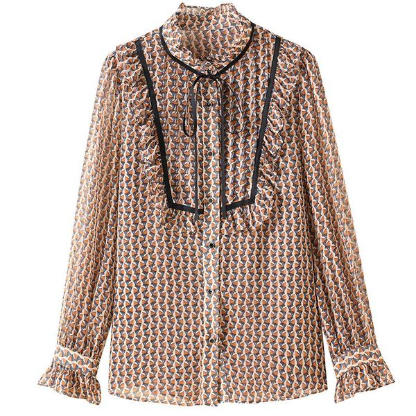 women's blouses & shirts chiffon shirt long-sleeved 2021 spring dress fashion air floating belt wood ear stitched neck leopard print to, White
women's blouses & shirts chiffon shirt long-sleeved 2021 spring dress fashion air floating belt wood ear stitched neck leopard print to, White