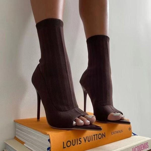 boots women high heels fashion peep toe knit sock ankle booties spring autumn shoes woman thin heeled lady, Black
boots women high heels fashion peep toe knit sock ankle booties spring autumn shoes woman thin heeled lady, Black