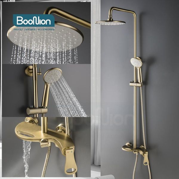 boonion brushed gold brass luxury multi-function shower faucets bathroom set diverter mixer valve and coldsystem sets
boonion brushed gold brass luxury multi-function shower faucets bathroom set diverter mixer valve and coldsystem sets
