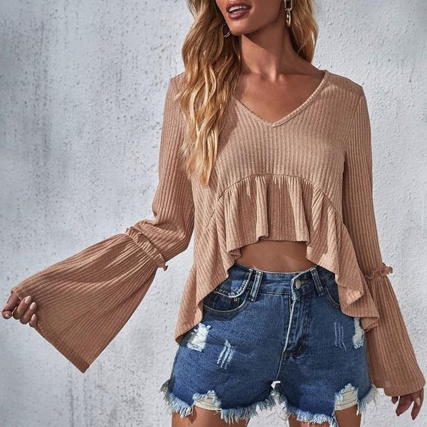 women's sweaters ruffle for women fashion 2021 knit sweater v-neck flared sleeves cropped pullover jersey mujer, White;black
women's sweaters ruffle for women fashion 2021 knit sweater v-neck flared sleeves cropped pullover jersey mujer, White;black