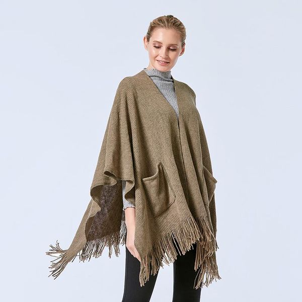 scarves 2021 winter woolen knitted women's poncho with pocket oversized cardigan cape coat warm blanket scarf ladies shawls and wraps, Blue;gray
scarves 2021 winter woolen knitted women's poncho with pocket oversized cardigan cape coat warm blanket scarf ladies shawls and wraps, Blue;gray