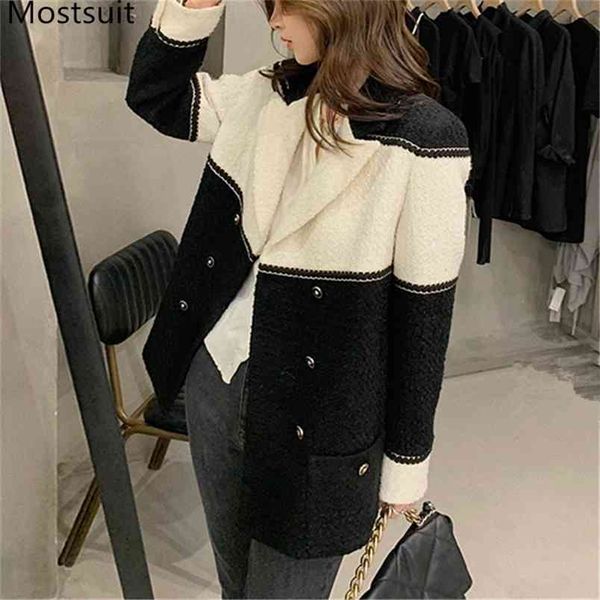 color-blocked tweed women blazer coat spring autumn full sleeve stylish single-breasted jacket vintage elegant femme 210513, Black
color-blocked tweed women blazer coat spring autumn full sleeve stylish single-breasted jacket vintage elegant femme 210513, Black