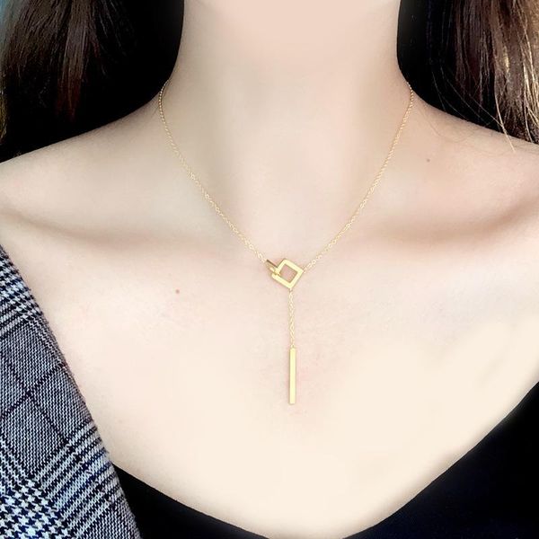 luxury double square titanium steel necklace for women gold color link small circle geometric pendant necklaces jewelry, Silver
luxury double square titanium steel necklace for women gold color link small circle geometric pendant necklaces jewelry, Silver
