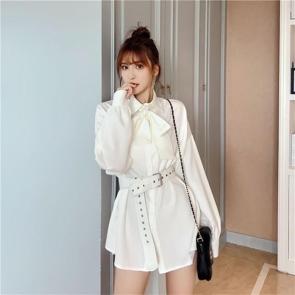 women's autumn dress lace bowknot long sleeve korean pure color a-line shirt es pl275 210506, Black;gray 
women's autumn dress lace bowknot long sleeve korean pure color a-line shirt es pl275 210506, Black;gray