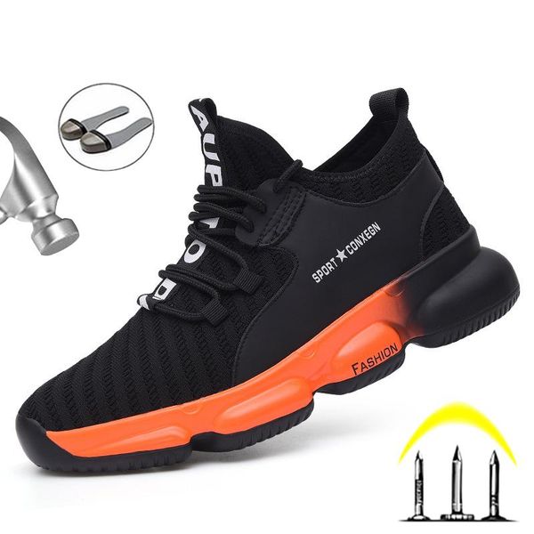 boots fashion work safety shoes sneaker ultra-light soft bottom men breathable anti-smashing steel toe, Black
boots fashion work safety shoes sneaker ultra-light soft bottom men breathable anti-smashing steel toe, Black