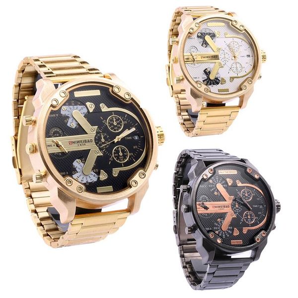 brand large dial men's luxury golden steel strap quartz watch dual time zone casual clock wristwatches, Slivery;brown
brand large dial men's luxury golden steel strap quartz watch dual time zone casual clock wristwatches, Slivery;brown