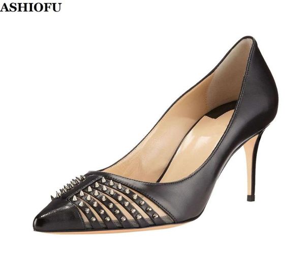 dress shoes ashiofu handmade women's 6cm high heel pumps rivets spikes slip-on party evening club fashion court, Black
dress shoes ashiofu handmade women's 6cm high heel pumps rivets spikes slip-on party evening club fashion court, Black